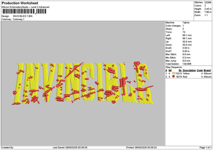 Inviciblestext Embroidery File 6 sizes