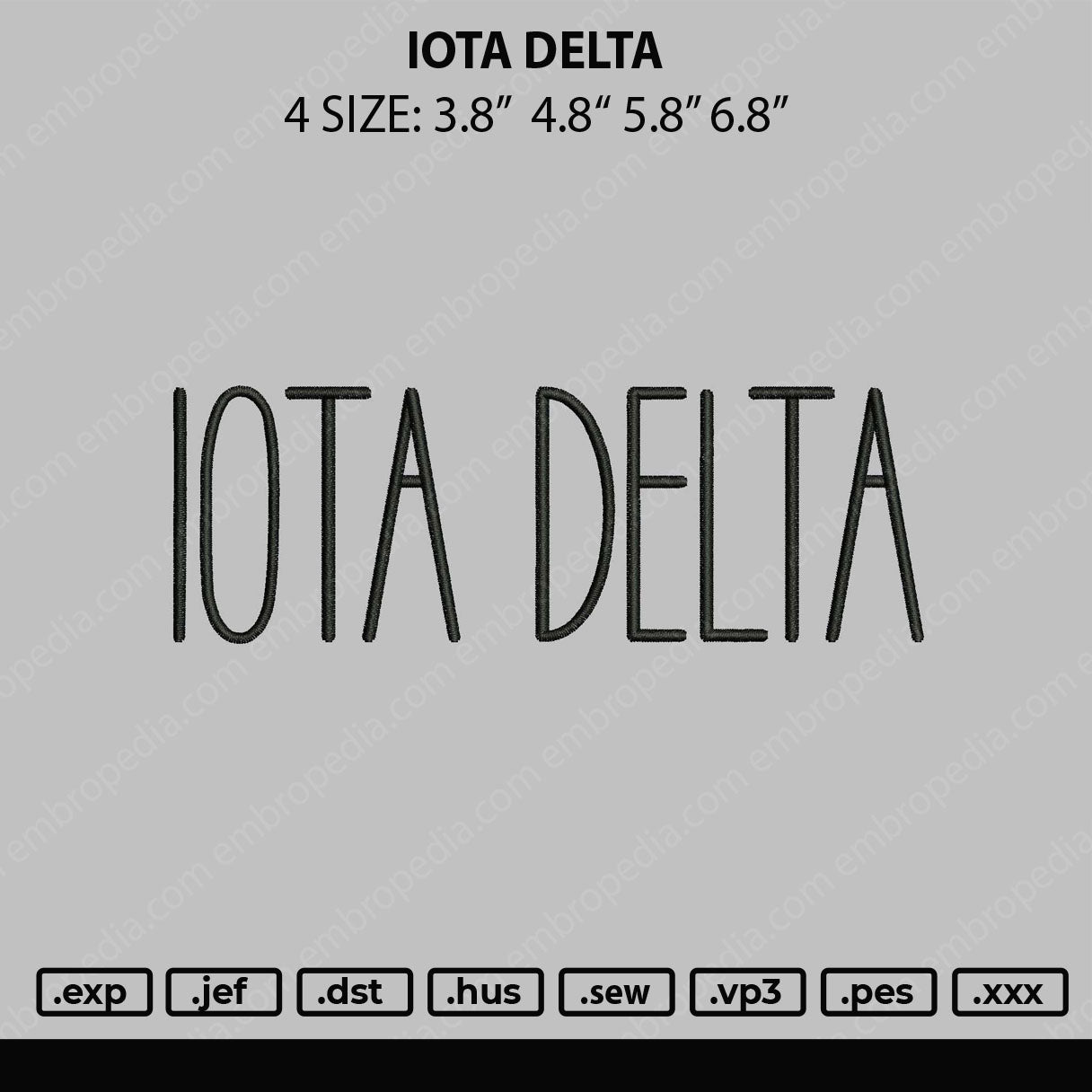 Iota Delta Embroidery File 4 size
