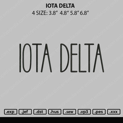 Iota Delta Embroidery File 4 size