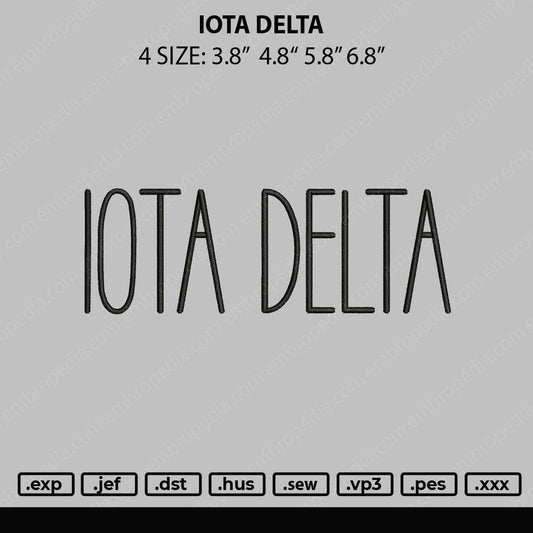 Iota Delta Embroidery File 4 size