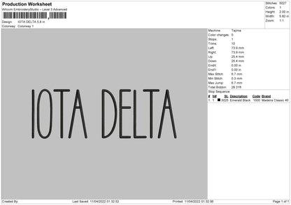 Iota Delta Embroidery File 4 size