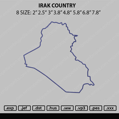 Irak Country Embroidery File 8 sizes