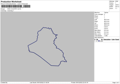 Irak Country Embroidery File 8 sizes