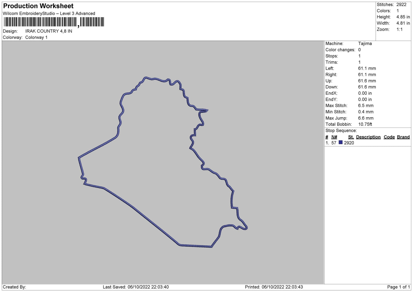 Irak Country Embroidery File 8 sizes