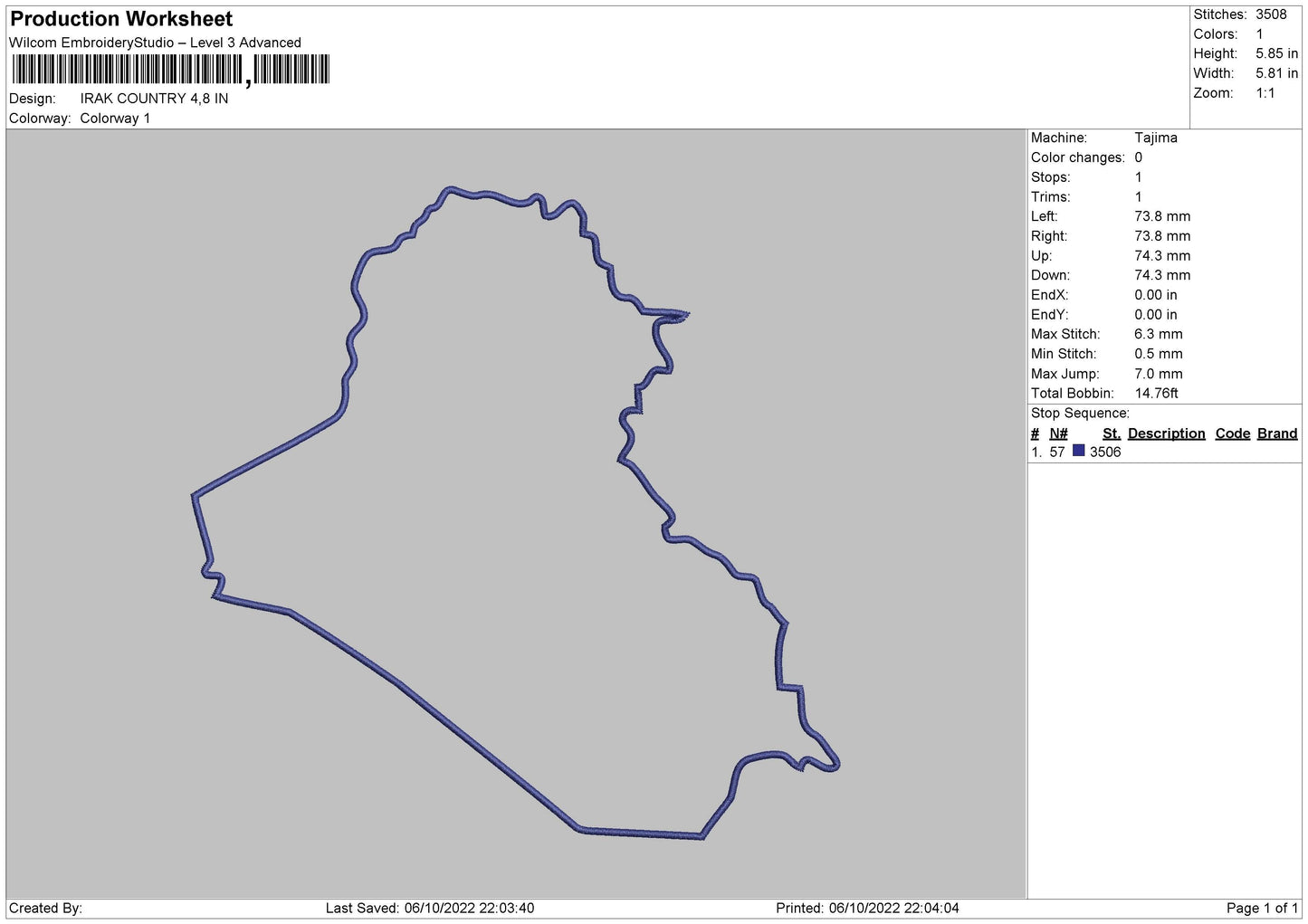 Irak Country Embroidery File 8 sizes
