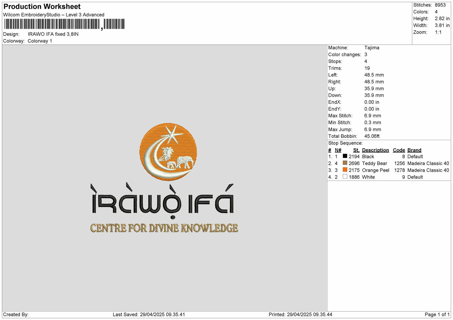 Irawotext Embroidery File 6 sizes