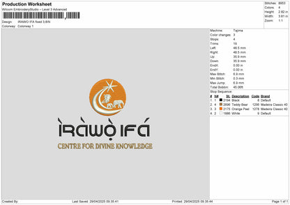 Irawotext Embroidery File 6 sizes