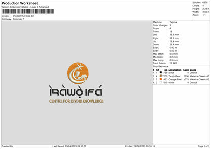 Irawotext Embroidery File 6 sizes