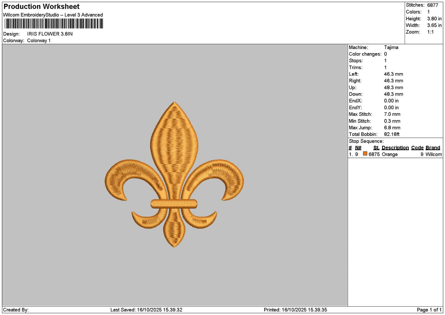 Logo  Flower 1610 Embroidery File 6 sizes