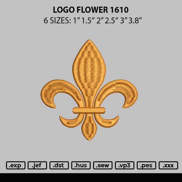 Logo  Flower 1610 Embroidery File 6 sizes
