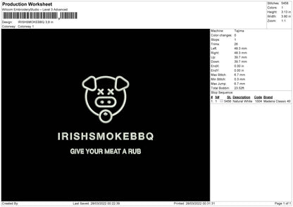 IrishSmokedBBQ Embroidery File 4 size