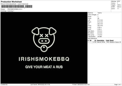 IrishSmokedBBQ Embroidery File 4 size