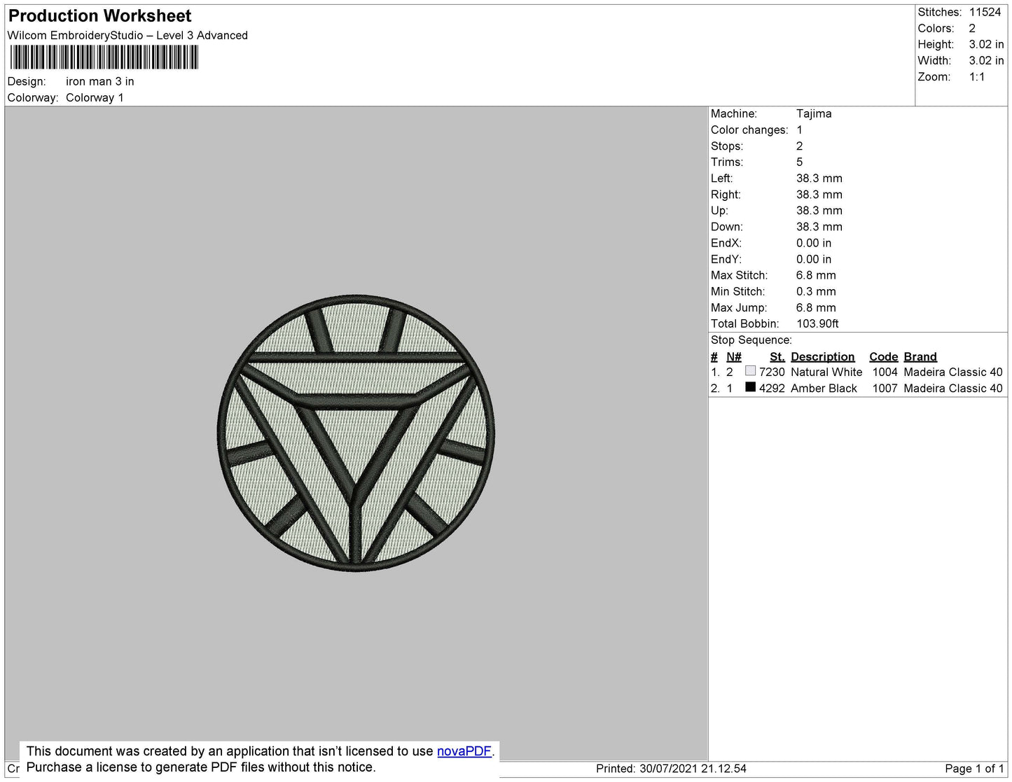 Iron Man Embroidery File 4 size