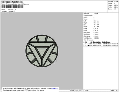 Iron Man Embroidery File 4 size