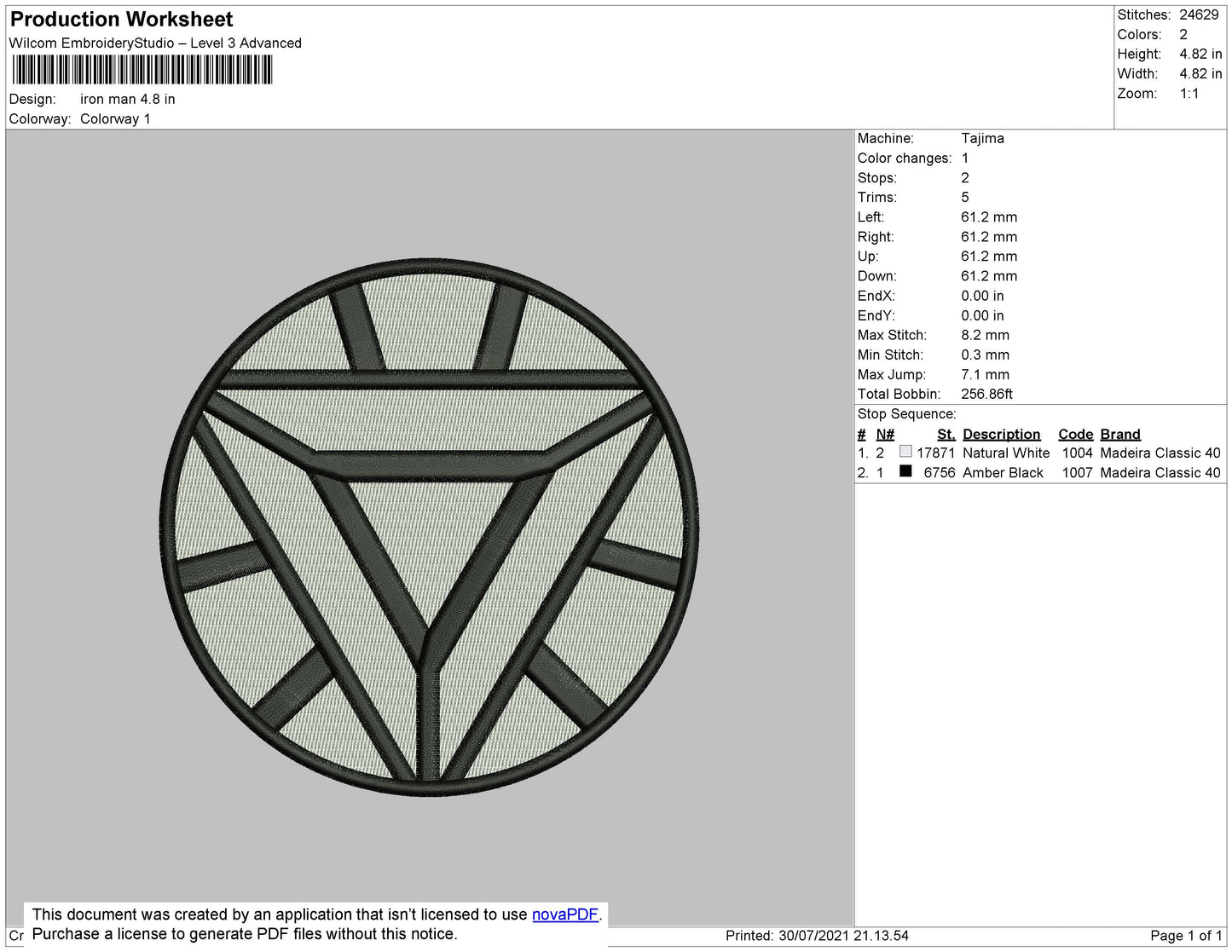 Iron Man Embroidery File 4 size