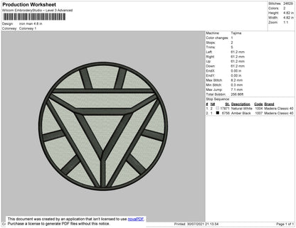 Iron Man Embroidery File 4 size