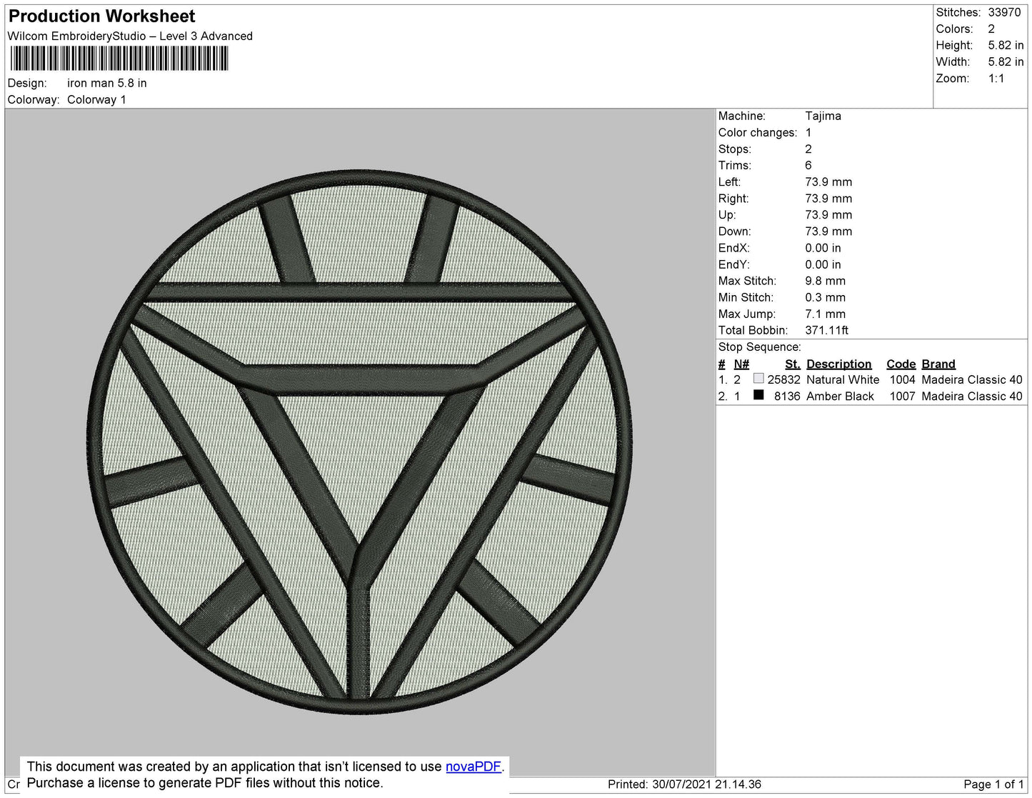Iron Man Embroidery File 4 size