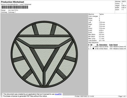 Iron Man Embroidery File 4 size