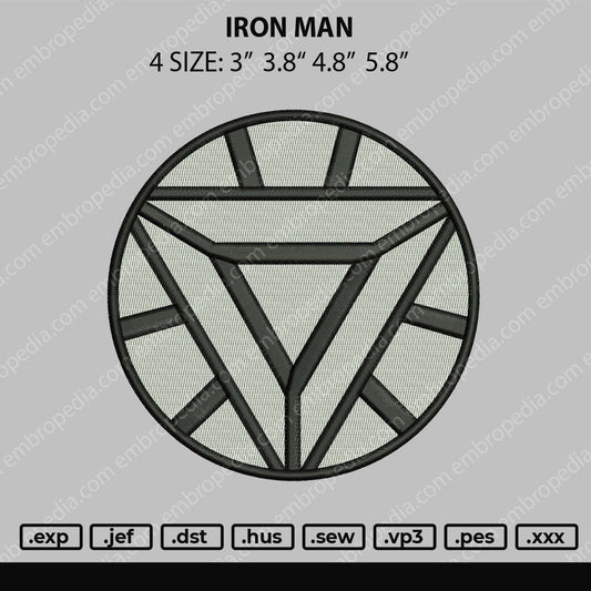 Iron Man Embroidery File 4 size