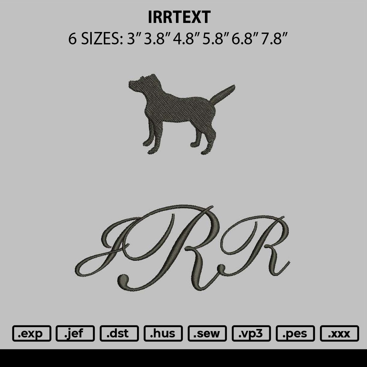 Irrtext Embroidery File 6 sizes