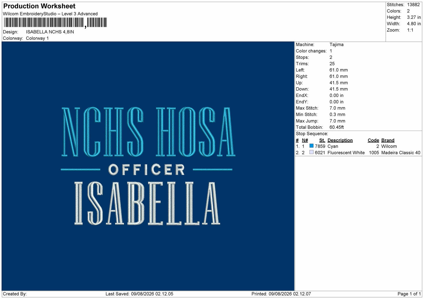 Isabella Embroidery Machine Design File 6 sizes