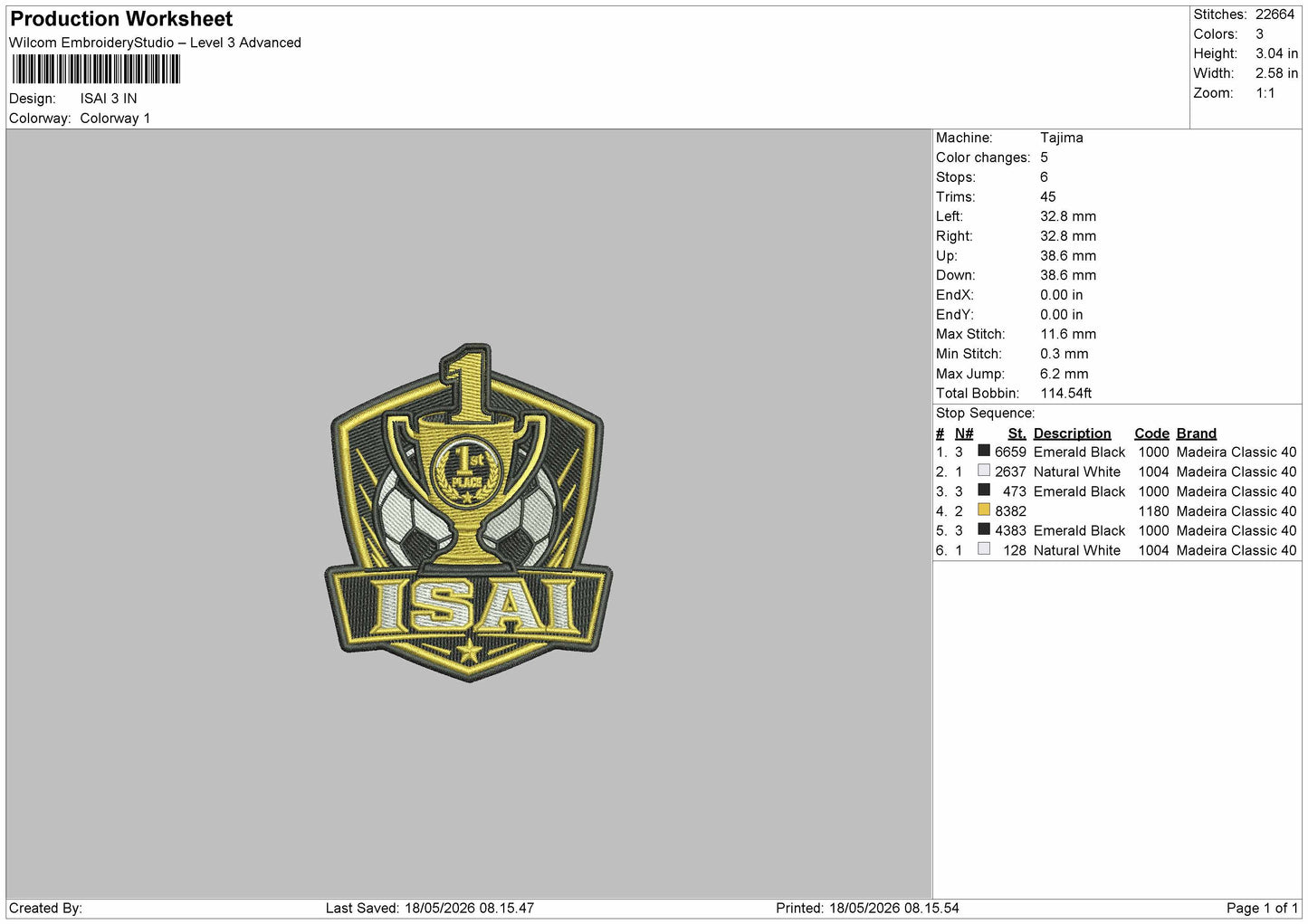 ISAI Embroidery Machine Design File
