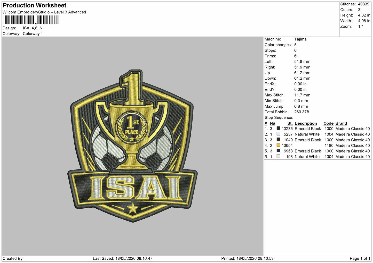 ISAI Embroidery Machine Design File