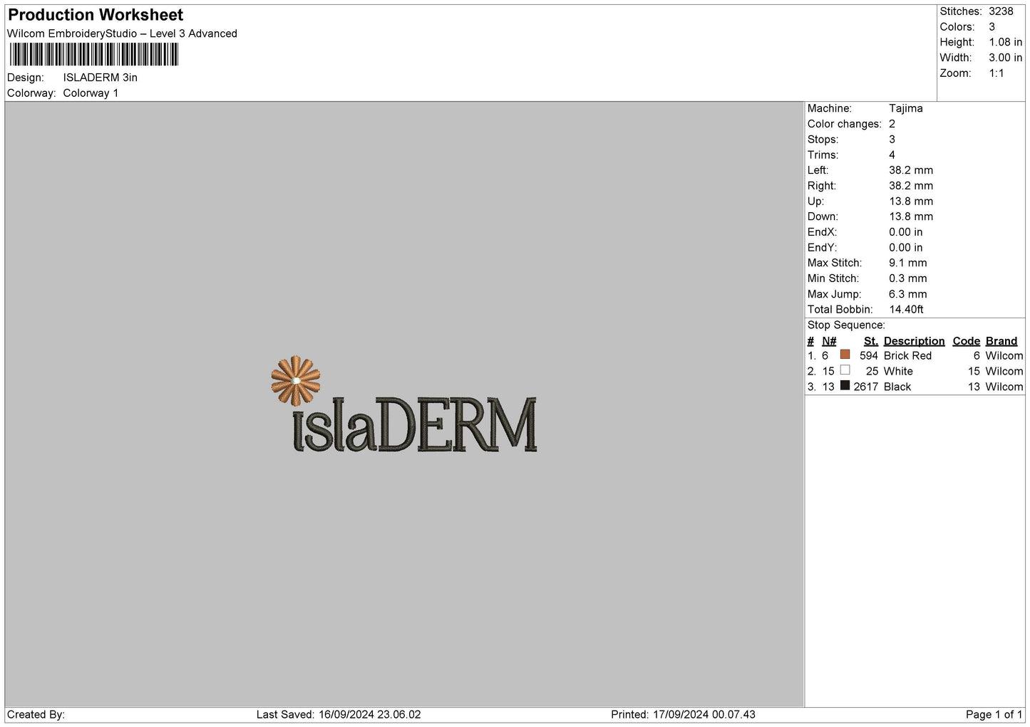Dermtext Embroidery File 6 sizes