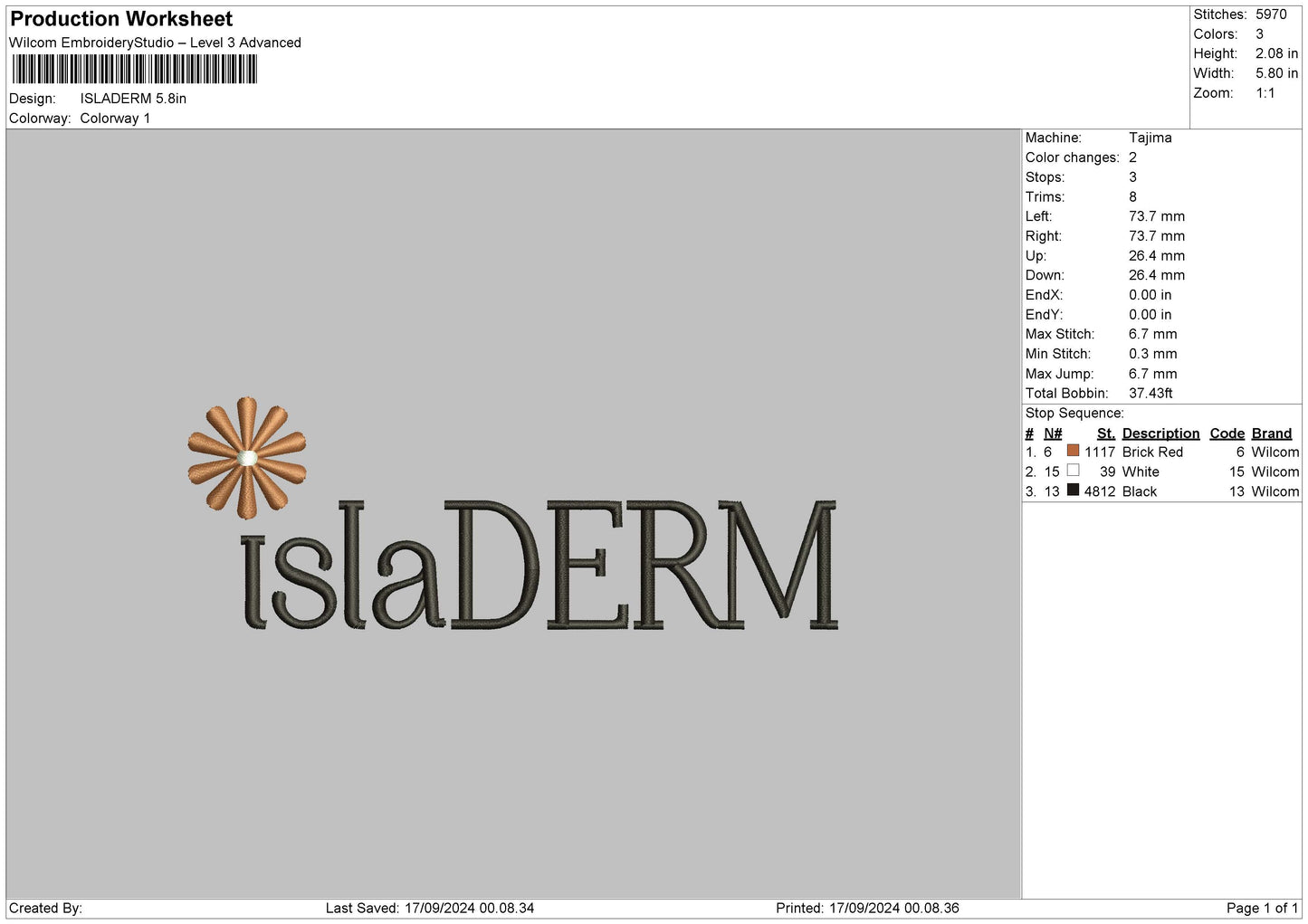 Dermtext Embroidery File 6 sizes