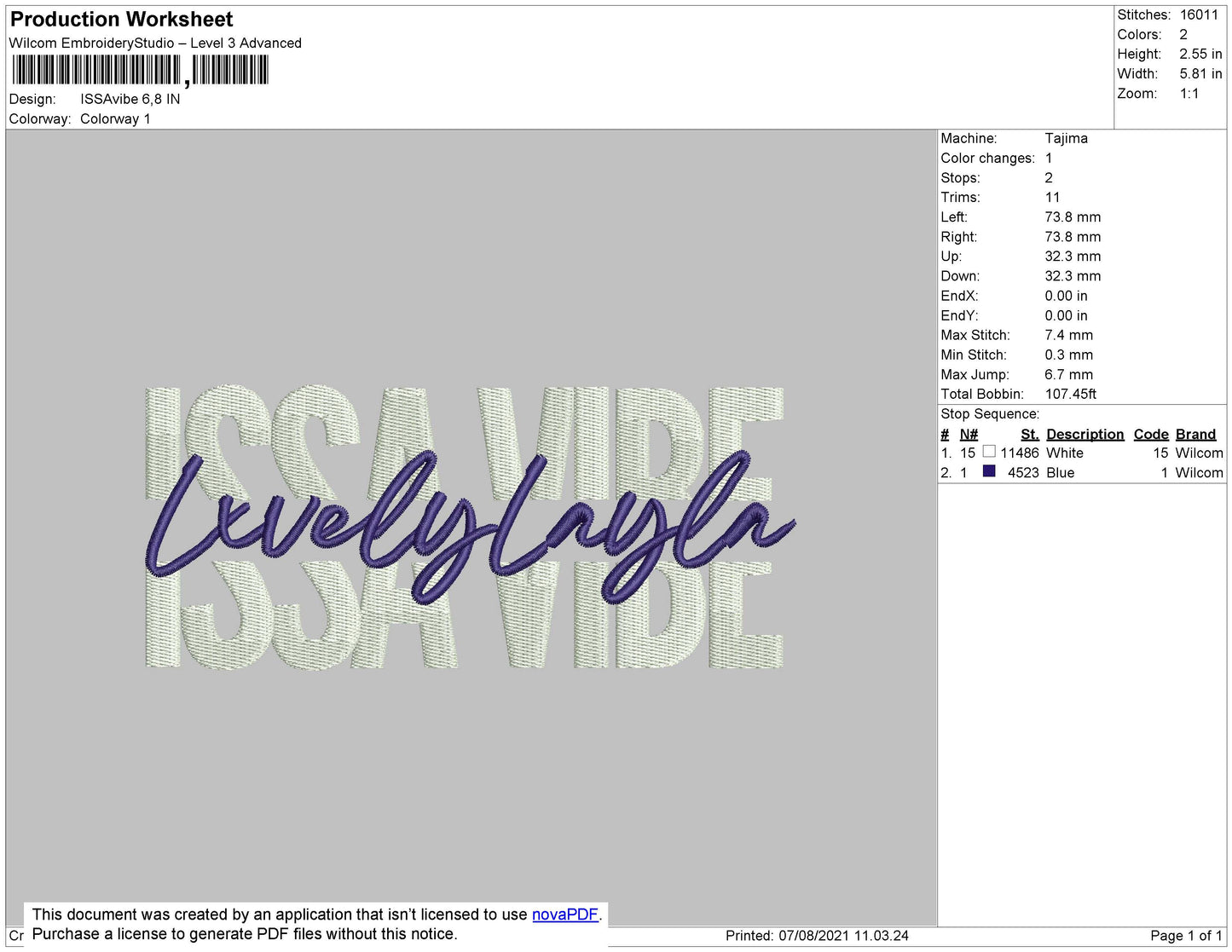 Issavibe 001 Embroidery File 4 Size