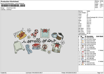 Snowtext 1812 Embroidery File 6 sizes