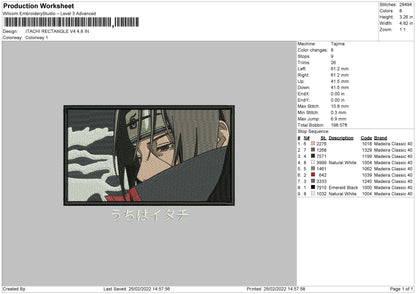 Itachi Rectangle V4 Embroidery File 4 size