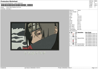 Itachi Rectangle V4 Embroidery File 4 size
