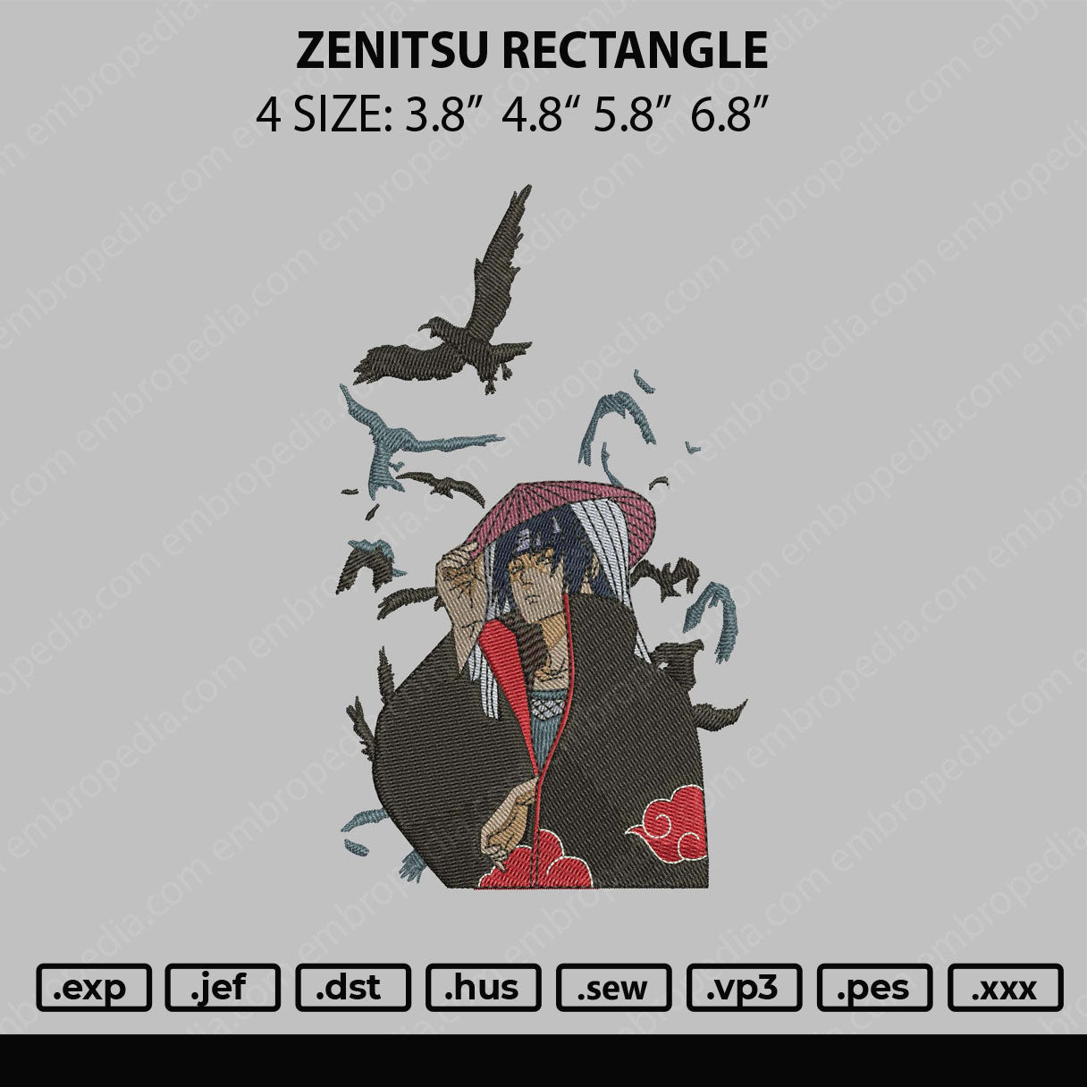 Itachi Uchiha Embroidery File 4 size