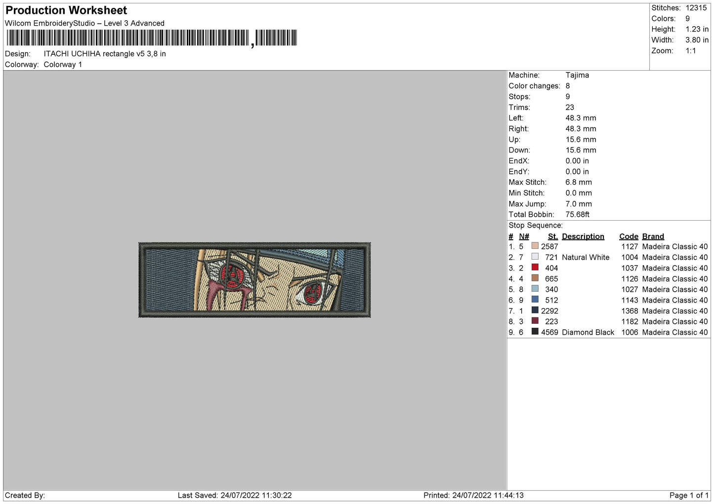 Itachi Uciha Rectangle V5 Embroidery File 4 sizes