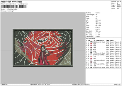Itachi V5 Embroidery File 4 size