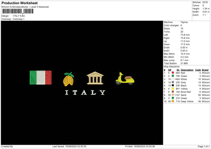 Italytext 1608 Embroidery File 6 sizes