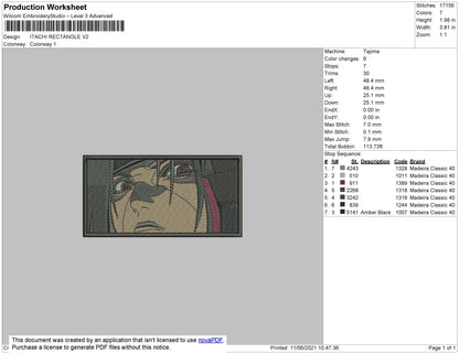 Itachi Rectangle V2 Embroidery File 4 size