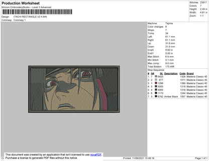 Itachi Rectangle V2 Embroidery File 4 size