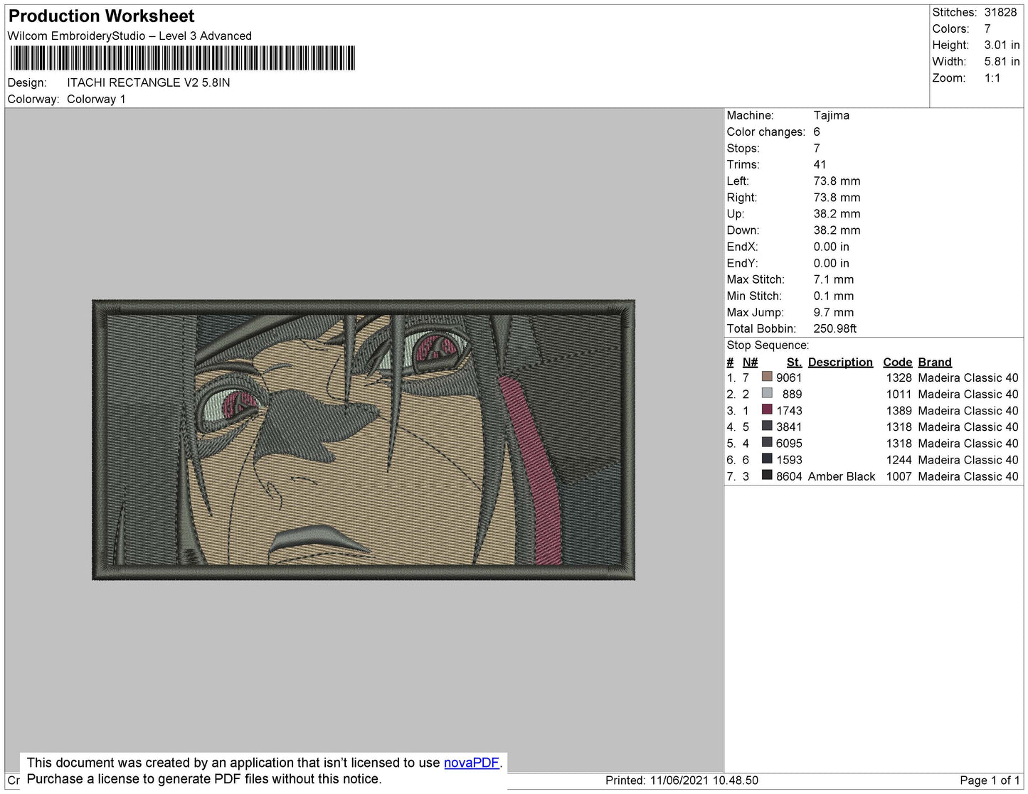 Itachi Rectangle V2 Embroidery File 4 size