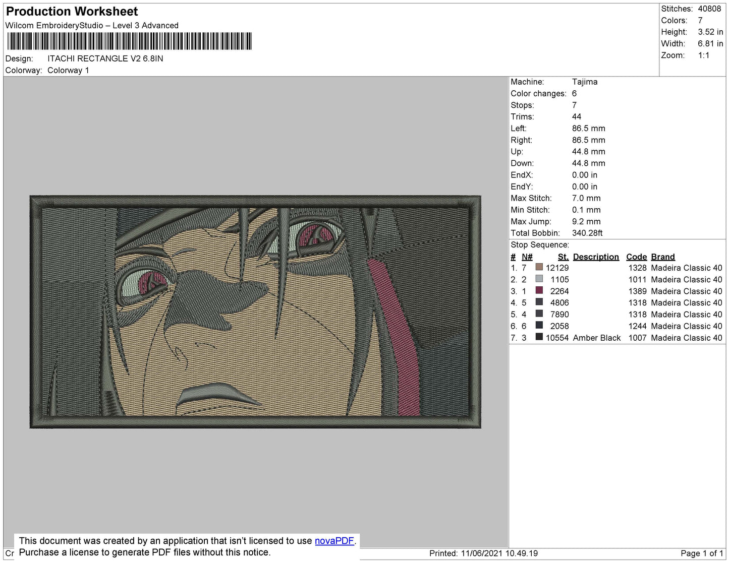 Itachi Rectangle V2 Embroidery File 4 size