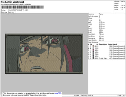 Itachi Rectangle V2 Embroidery File 4 size