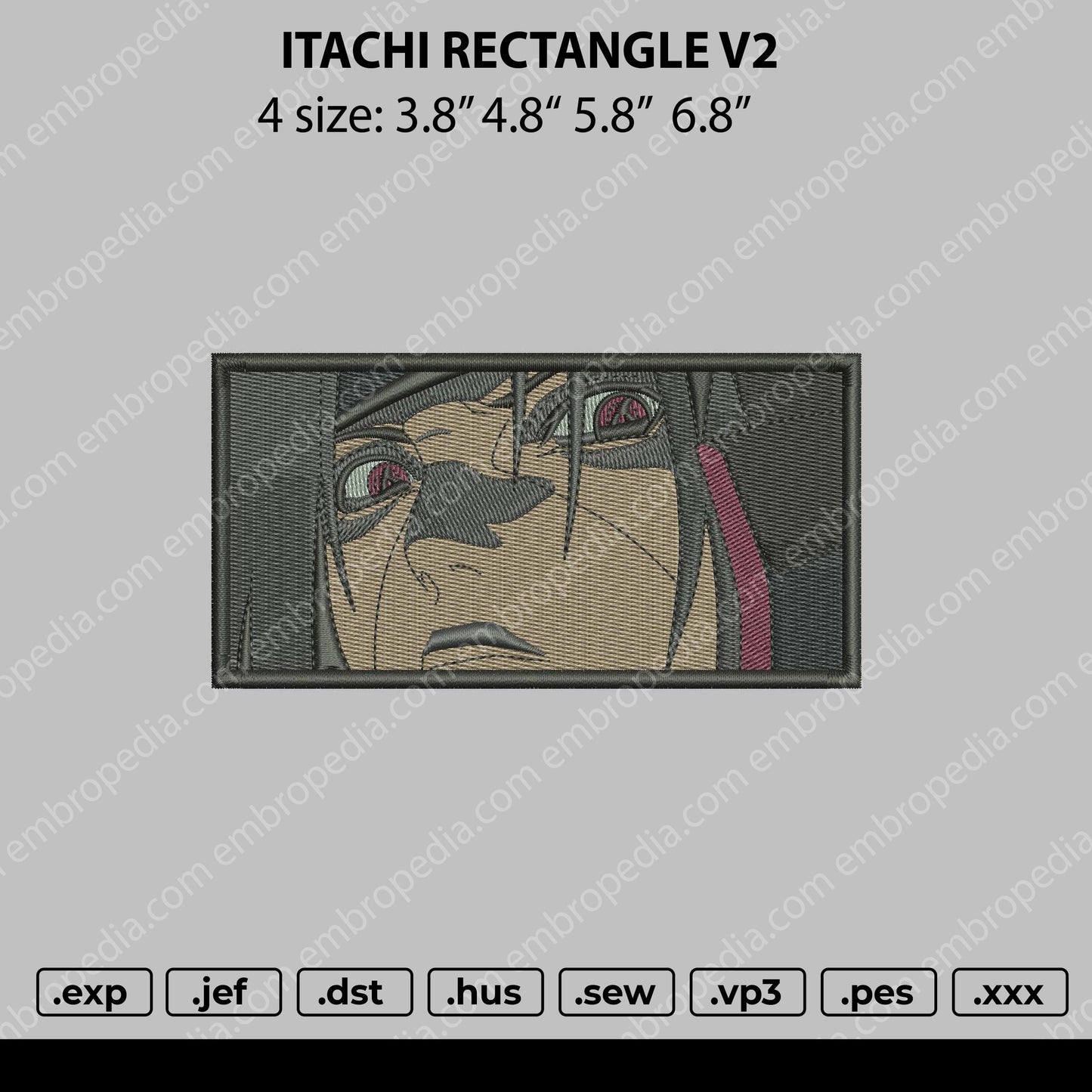 Itachi Rectangle V2 Embroidery File 4 size