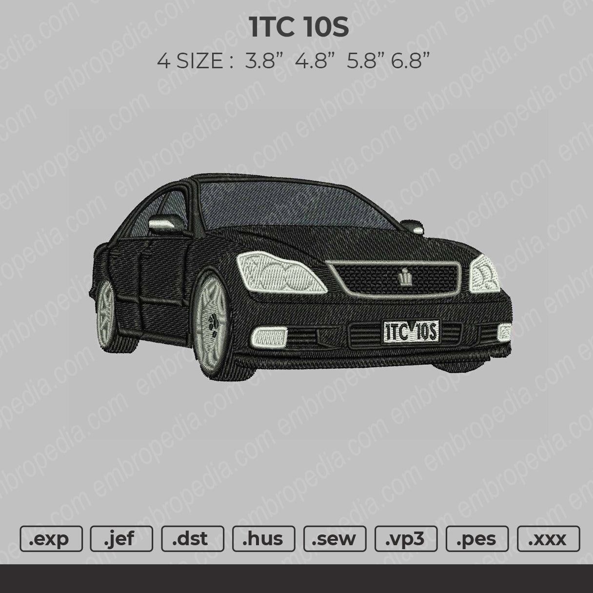 ITC 10S Embroidery File 4 size