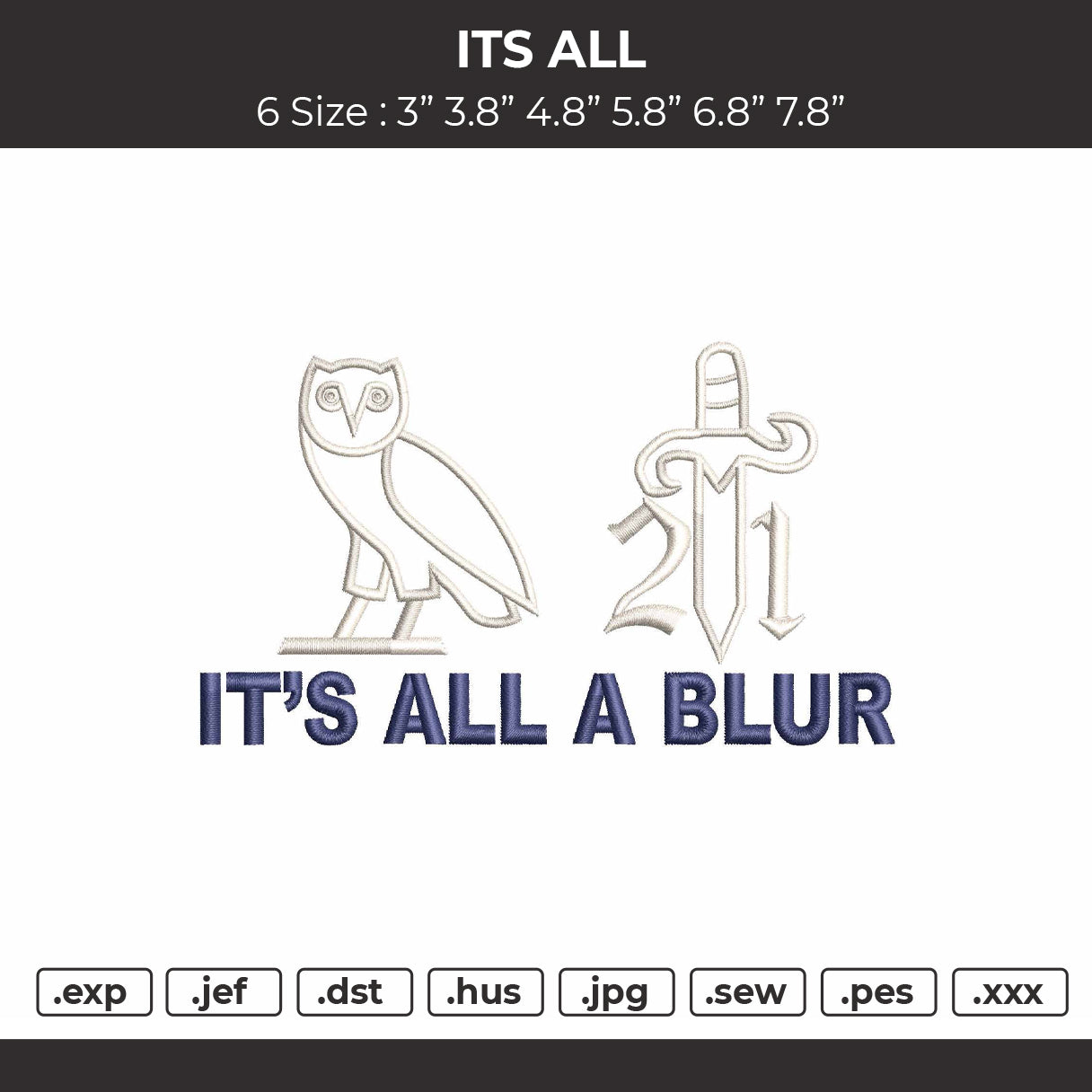 Its All Embroidery File 6 sizes