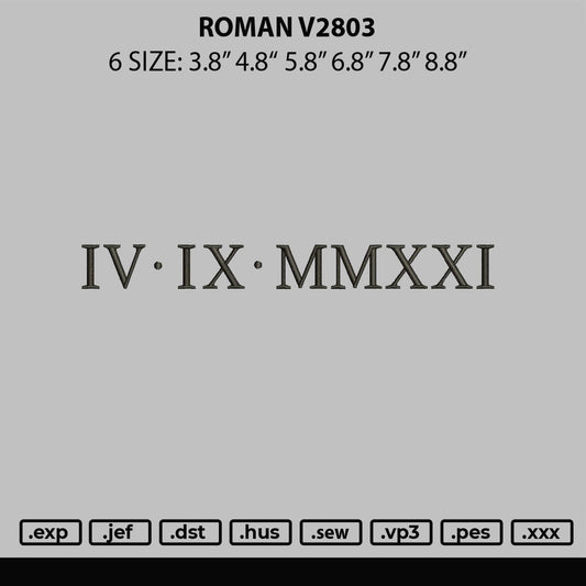 Roman V2803 Embroidery File 6 sizes