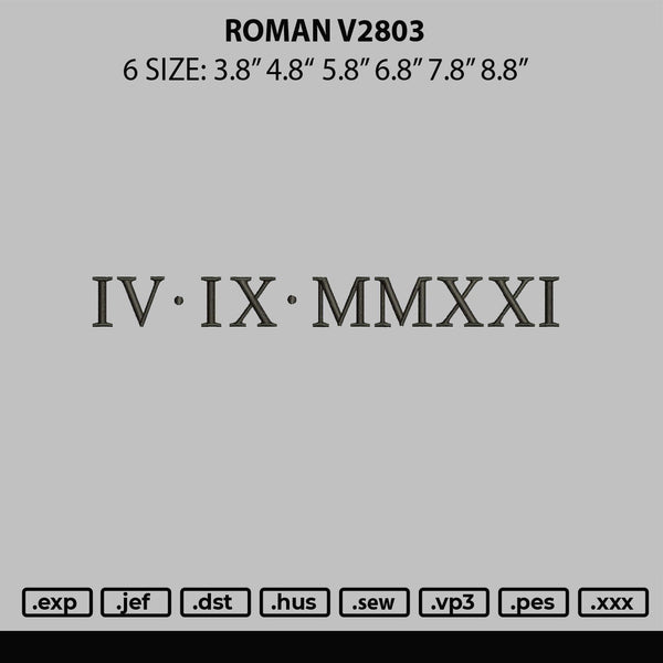 Roman V2803 Embroidery File 6 sizes