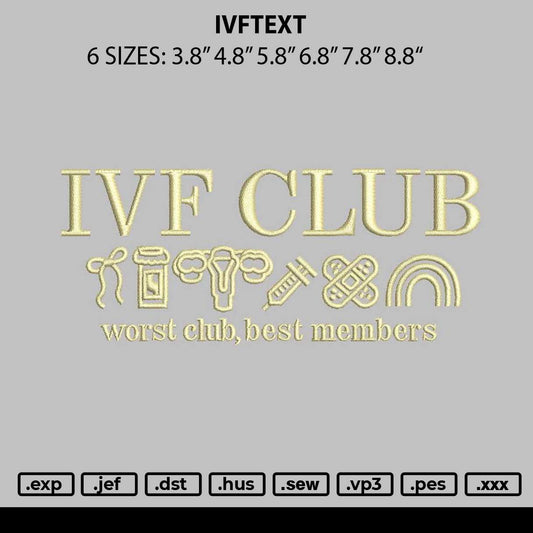 IvfText Embroidery File 6 sizes