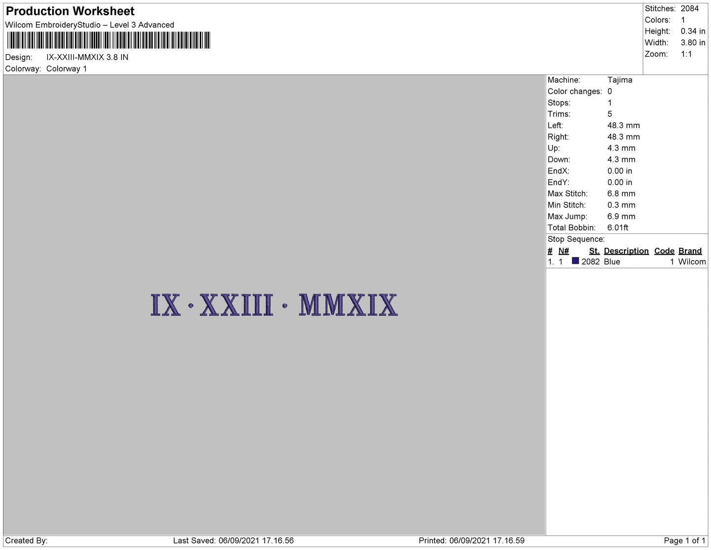 IX XXIII MMXIX Embroidery File 4 size