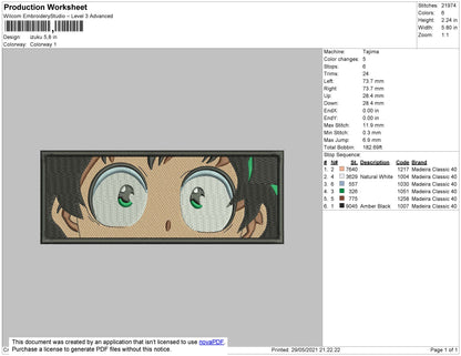 Izuku Eyes Rectangle Embroidery File 4 size